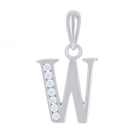 925 Sterling Silver Initial"W" Pendant