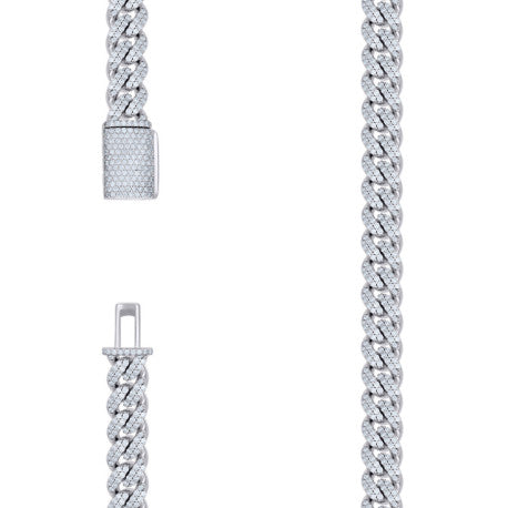 925 Sterling Silver Moissanite Chain 10mm-22"