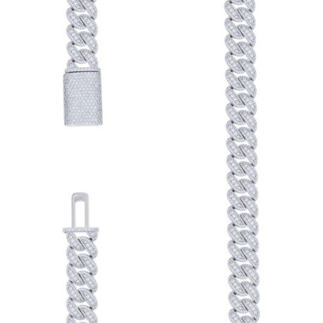 925 Sterling Silver Moissanite Chain 12mm
