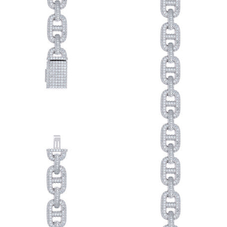 925 Sterling Silver Moissanite Fancy Chain 10mm