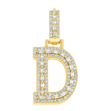 925 Sterling Silver Moissanite Initial D Pendant