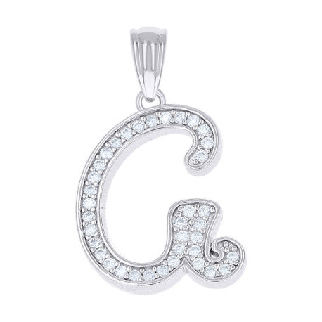 925 Sterling Silver Moissanite Initial "G" Pendant
