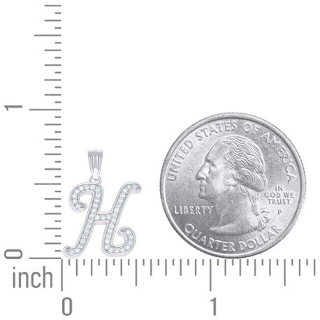 925 Sterling Silver Moissanite Initial "H" Pendant