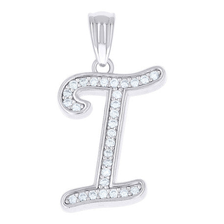 925 Sterling Silver Moissanite Initial "I" Pendant