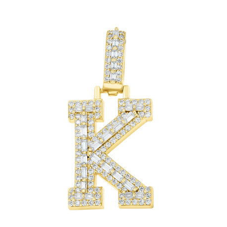925 Sterling Silver Moissanite Initial K Pendant