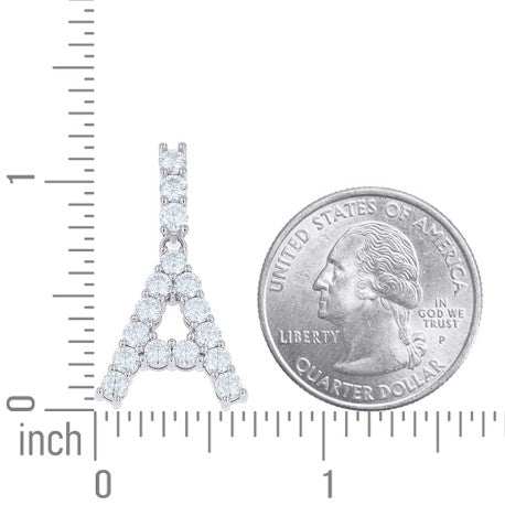 925 Sterling Silver Moissanite Initial Letter A Pendant