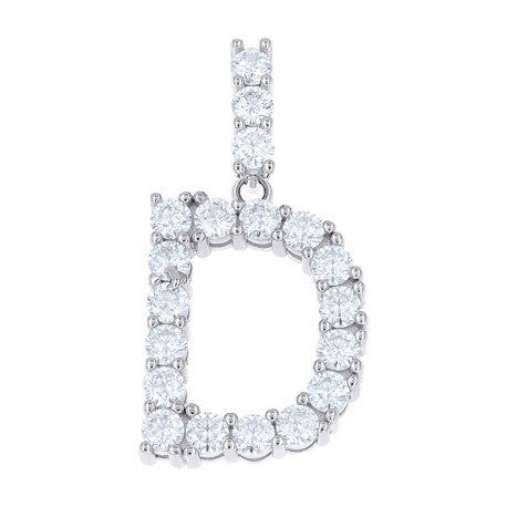 925 Sterling Silver Moissanite Initial Letter D Pendant