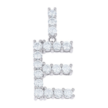 925 Sterling Silver Moissanite Initial Letter E Pendant