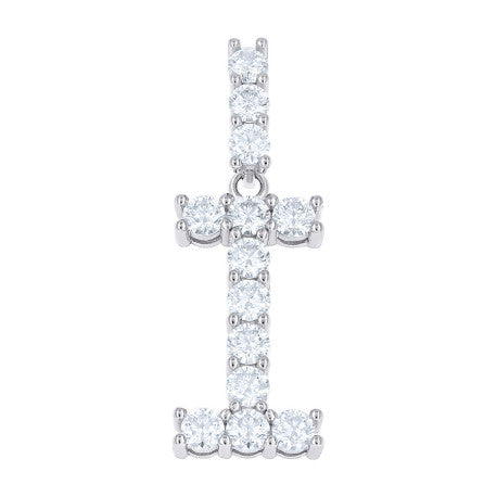 925 Sterling Silver Moissanite Initial Letter I Pendant