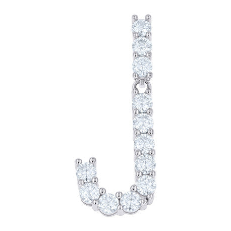 925 Sterling Silver Moissanite Initial Letter J Pendant