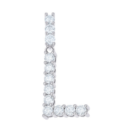 925 Sterling Silver Moissanite Initial Letter L Pendant