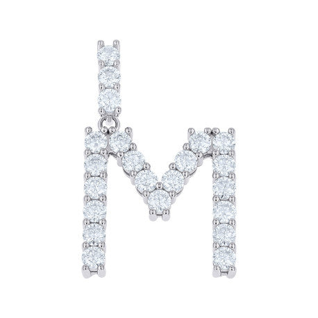 925 Sterling Silver Moissanite Initial Letter M Pendant