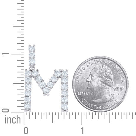 925 Sterling Silver Moissanite Initial Letter M Pendant