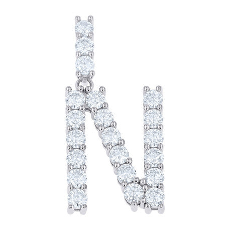 925 Sterling Silver Moissanite Initial Letter N Pendant
