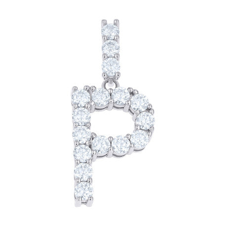 925 Sterling Silver Moissanite Initial Letter P Pendant