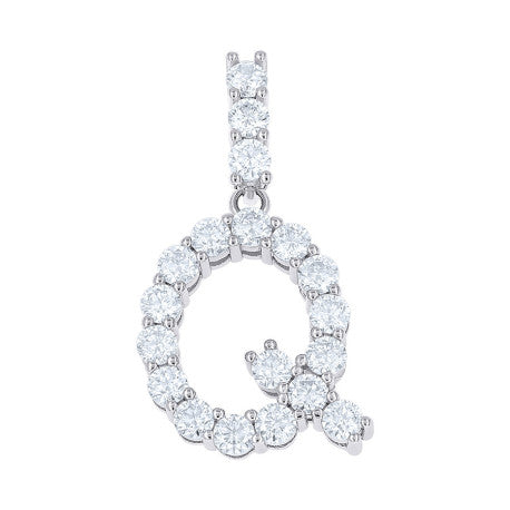 925 Sterling Silver Moissanite Initial Letter Q Pendant
