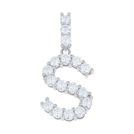 925 Sterling Silver Moissanite Initial Letter S Pendant