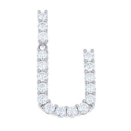 925 Sterling Silver Moissanite Initial Letter U Pendant