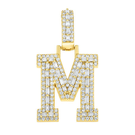 925 Sterling Silver Moissanite Initial M Pendant
