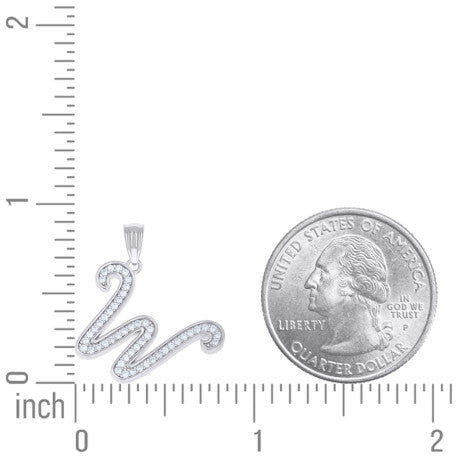 925 Sterling Silver Moissanite Initial "W" Pendant