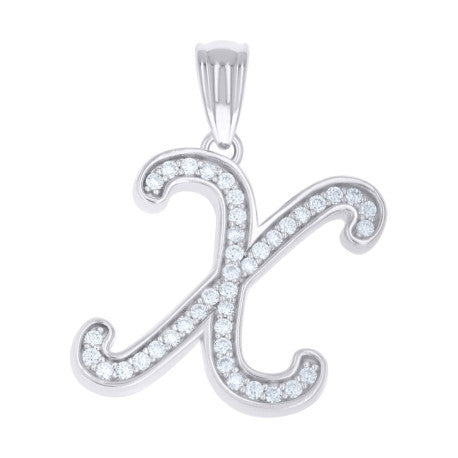 925 Sterling Silver Moissanite Initial "X" Pendant