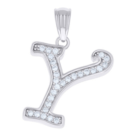 925 Sterling Silver Moissanite Initial "Y" Pendant