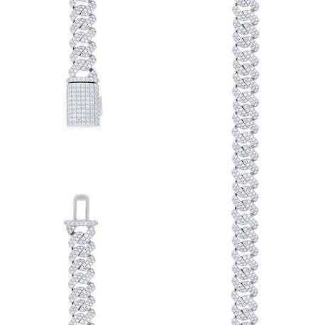 925 Sterling Silver Moissanite Monaco Chain 10mm