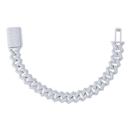 925 Sterling Silver Moissanitechain 14mm