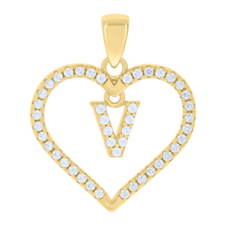 925 Sterling Silver Pendant "V"