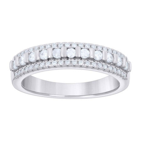 925 Sterling Silver Ring S5-S10 Moissanite Ctw 0.8