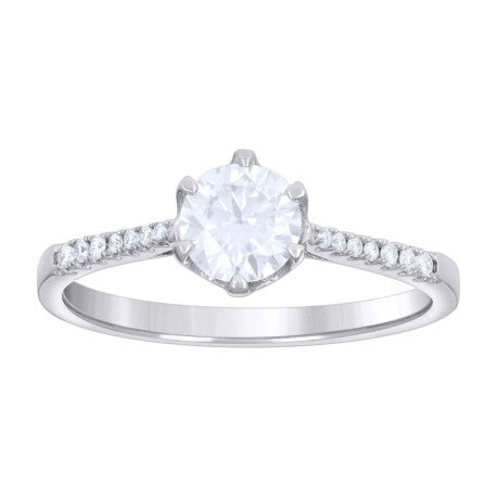 925 Sterling Silver Ring S5-S9 Moissanite Ctw 1.04