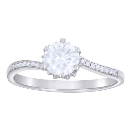 925 Sterling Silver Ring S5-S9 Moissanite Ctw 1.11