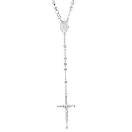 925 Sterling Silver Rosary Rhodium 4mm