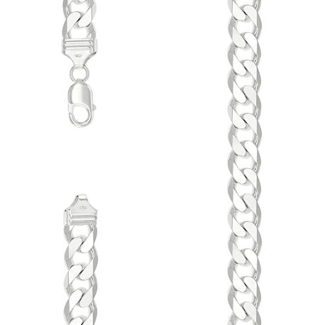 925 Sterling Silver Solid Classic Cuban Chain Silver 350 13mm