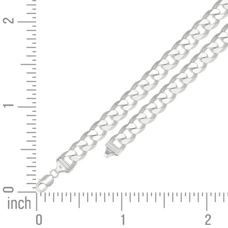 925 Sterling Silver Solid Classic Cuban Chain Silver 400 14mm