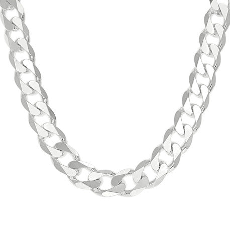 925 Sterling Silver Solid Classic Cuban Chain Silver 400 14mm