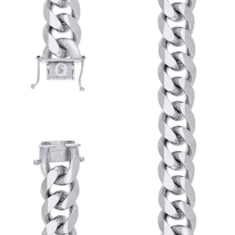 925 Sterling Silver Solid Miami Cuban Chain Rhodium 500 18.5mm