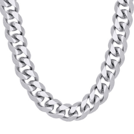 925 Sterling Silver Solid Miami Cuban Chain Rhodium 500 18.5mm