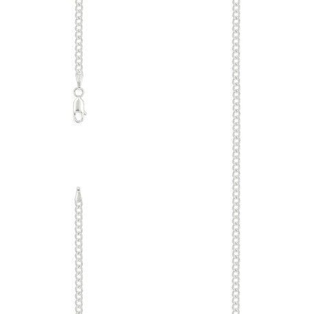 925 Sterling Silver Solid  Pave Classic Cuban Chain Silver 080 3mm