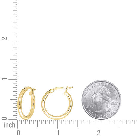 925 Sterling Silver Tube Hoop Earrings 2.5mm-15-Yellow