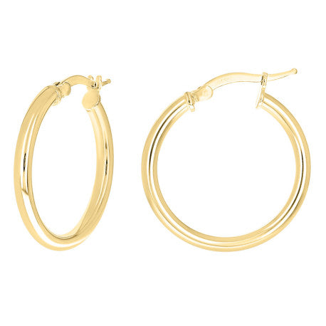 925 Sterling Silver Tube Hoop Earrings 2.5mm-20-Yellow