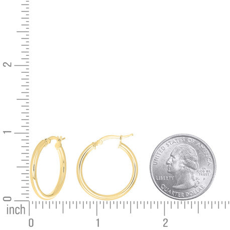 925 Sterling Silver Tube Hoop Earrings 2.5mm-20-Yellow