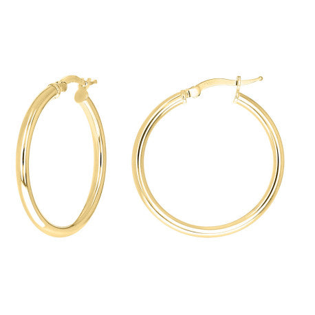 925 Sterling Silver Tube Hoop Earrings 2.5mm-25-Yellow