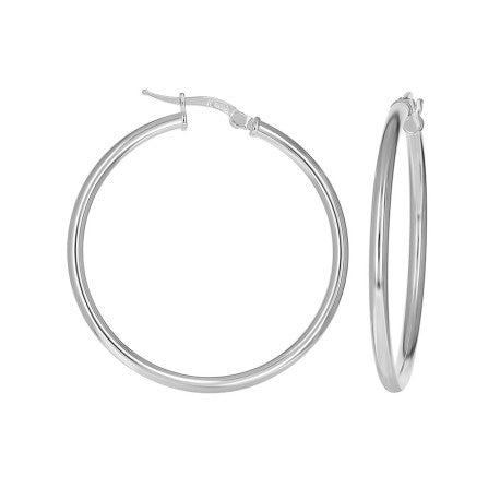 925 Sterling Silver Tube Hoop Earrings 2.5mm-35-Silver