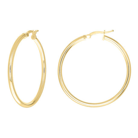 925 Sterling Silver Tube Hoop Earrings 2.5mm-35-Yellow
