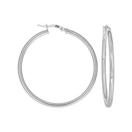 925 Sterling Silver Tube Hoop Earrings 2.5mm-40