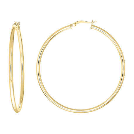 925 Sterling Silver Tube Hoop Earrings 2.5mm-50-Yellow