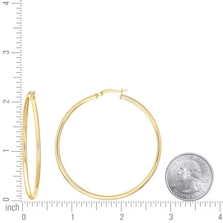 925 Sterling Silver Tube Hoop Earrings 2.5mm-50-Yellow