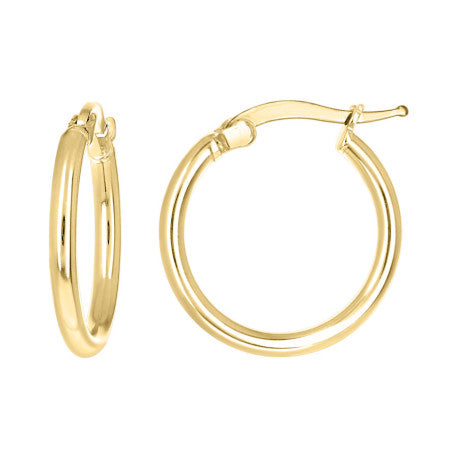 925 Sterling Silver Tube Hoop Earrings 2mm-15-Yellow