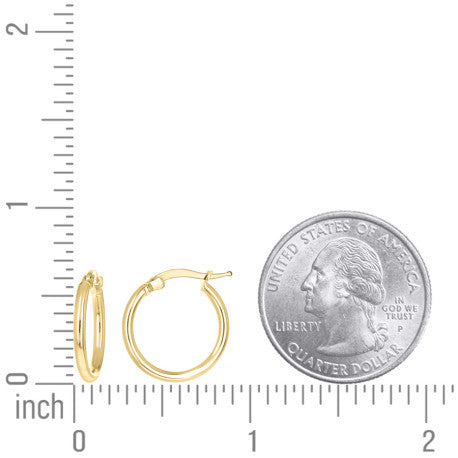 925 Sterling Silver Tube Hoop Earrings 2mm-15-Yellow